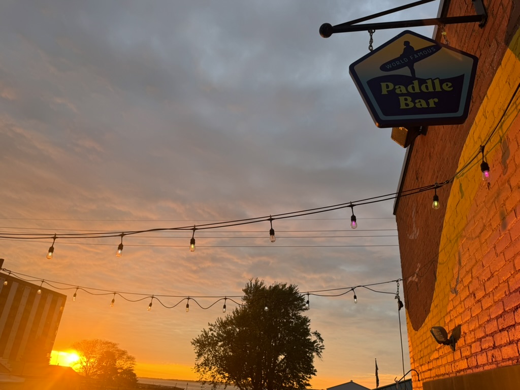 Lake Erie sunset from Paddle Bar's waterfront patio in Sandusky